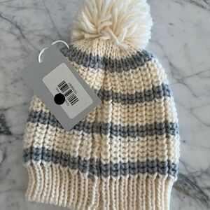 NWT THE BLUEBERRY HILL Rib Knit Hat Bowie Grey Cream 6-24M Kids